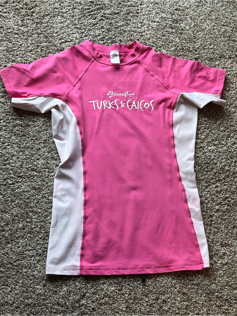 Turks & Caicos Kids Pink & White Swim Shirt